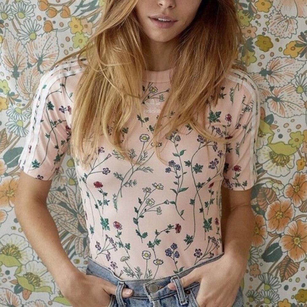 Adidas pink floral body suit “Love Revolution" Valentine's collection